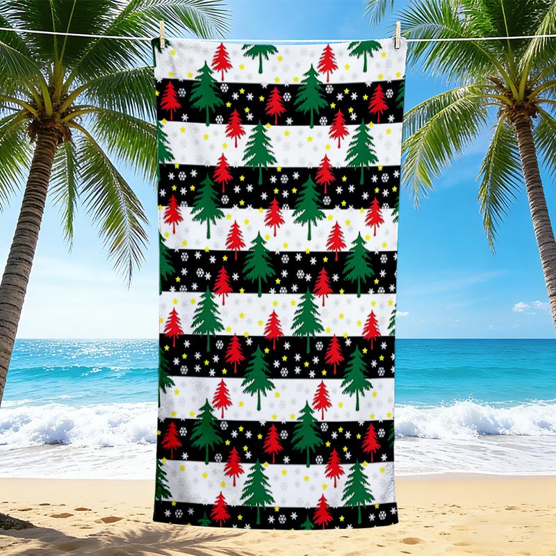 1Pc Christmas Tree Beach Towel Quick Dry Multiuse For Beach Pool Gym Yoga Home Travel Christmas Halloween Xmas Gift S170