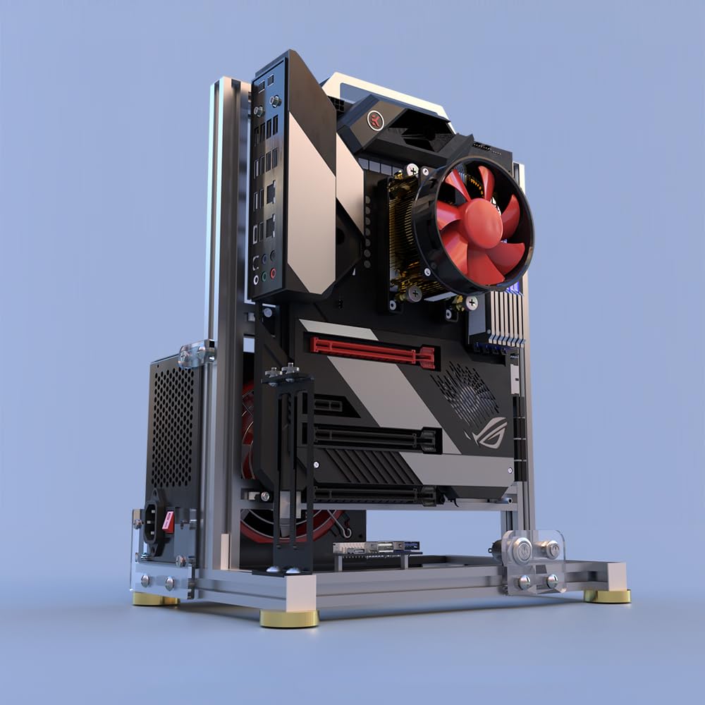 Aluminum Alloy Open Frame PC Case DIY for Motherboard (3.ATX)