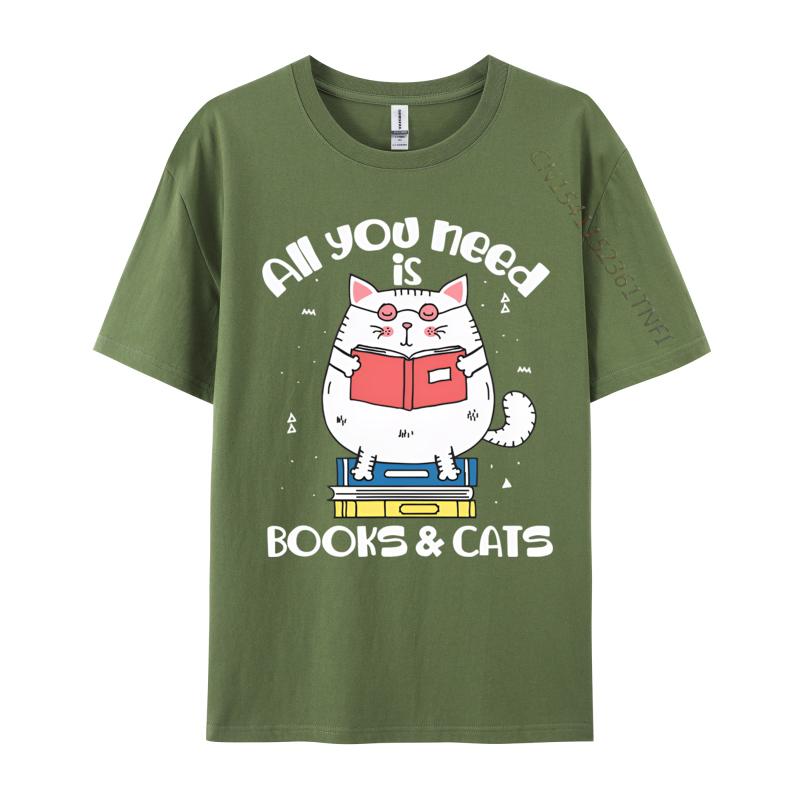 T-shirts Drôles pour Hommes Tout Ce Dont Vous Avez Besoin Ce Sont Des Livres Chats T-shirts Lire Livre T-shirt Mode Coton T-shirts Personnalisé Nouveaux Hauts T-shirts
