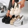 Chunky High Heel Pumps Women Gold Silver Gothic Platform Loafers Woman Fashion Tassels Thick Heeled Party Shoes