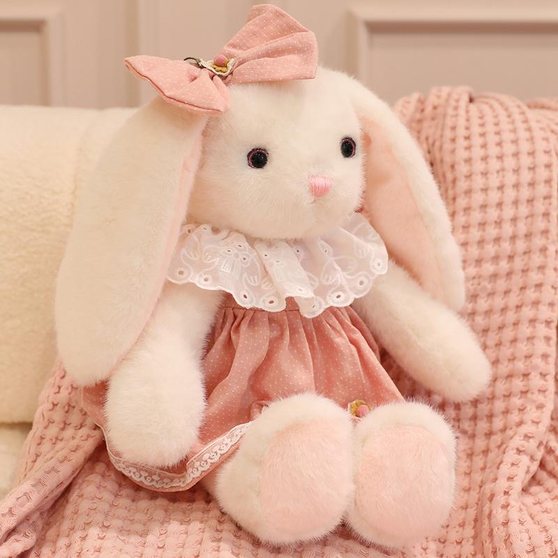 Fiabe Principessa Coniglio Orso Peluche Giocattoli Accogliente Cartone Animato Pizzo Vestito Animale Bambola Divertente Scuotimento Corsa Bambola Adorabile Regalo per Bambini