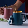 Contrast Color Nordic Ceramic Mug Creative with Lid with Spoon Water Cup Gift Box Simple Coffee Cup Large Capacity
