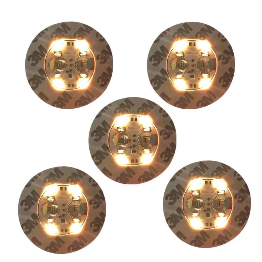 1-40PCS Battery Powered LED Coaster 3 Modes with Wine Glass Mat Cup Pad Sticker Bottle Drinking Club Bar Party Decor Night Light