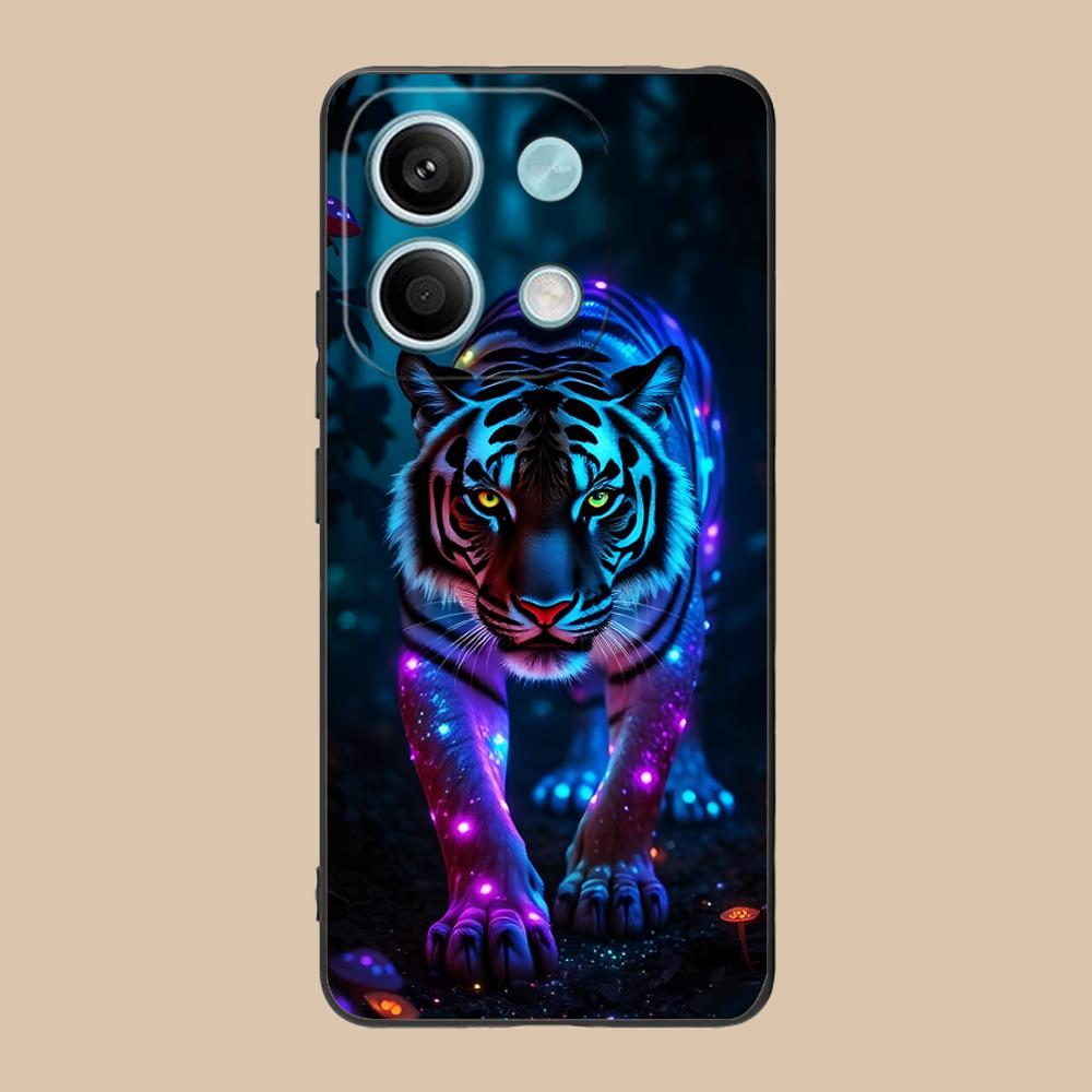 Tiger Neon Mobile Cell Phone Case for POCO M7 M6 M5 M4 M3 X7 X6 X5 X4 X3 Pro GT 5G Colorful Printing Cover Luxury Pretty Cover