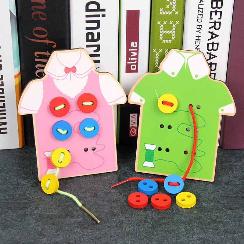 Montessori Wooden Buttoning Toy: Enhance Toddler Hand-Eye Coordination & Fine Motor Skills