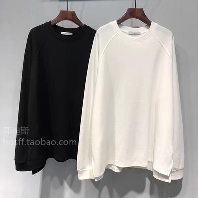 Pure Cotton Long-sleeved T-shirt Women's New Early Autumn Loose Solid Color Slit Bottoming Shirt Top