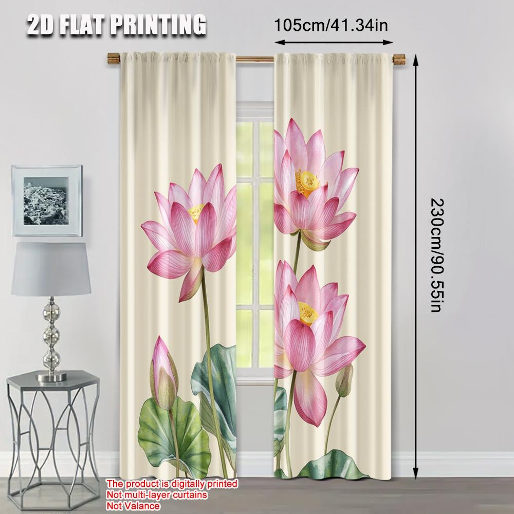 Window Drapes Lotus Versatile Polyester Fabric Without Electricity Spring Party Holiday Decor Suitable Home Use Curtain