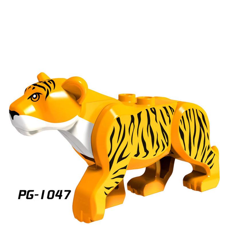 Jungle Animals Series Building Blocks Yellow Tiger White Leopard Wild Cougar Diy Bricks Decor Toys For Children Christmas Gifts