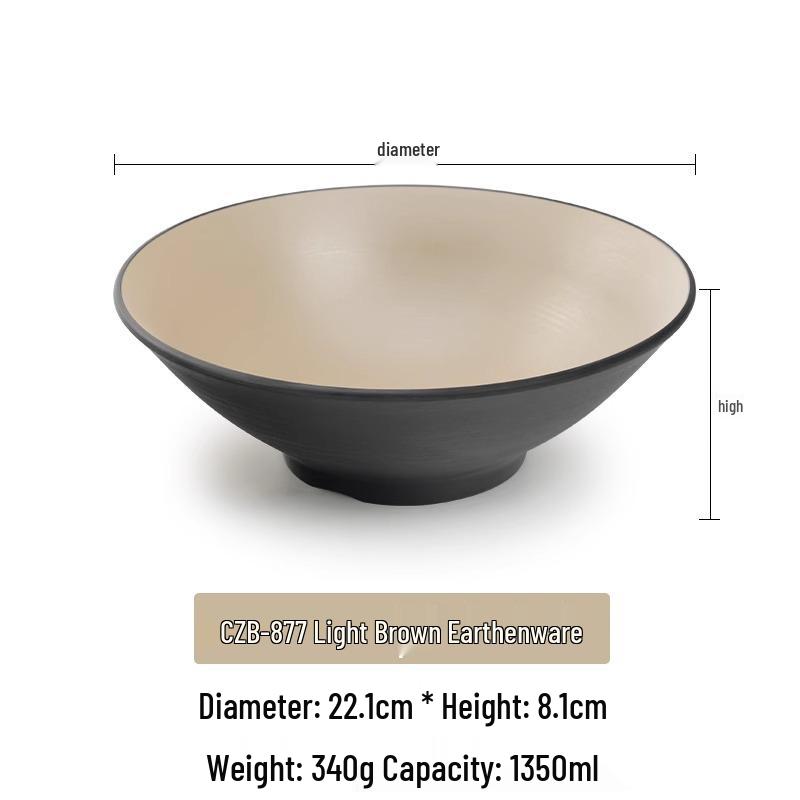 Large Frosted Melamine Ramen Bowl - Japanese-Style Restaurant Noodle Bowl for Mala Tang, Luosifen, Soup, and Rice Noodles