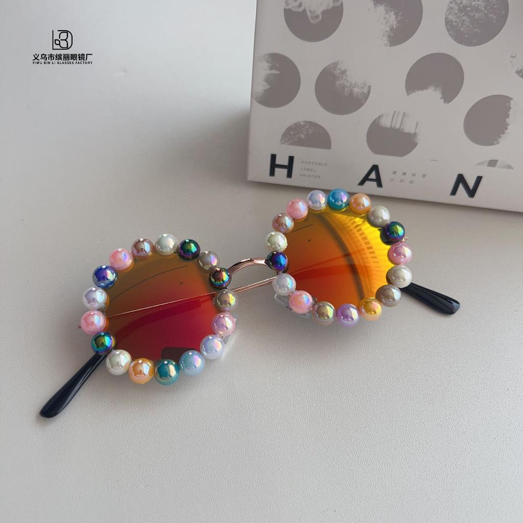 Fashion Diy Metal Round Frame Children'S Sunglasses Travel Sunscreen Uv Protection Concave Shape Baby Sunglasses Glasses