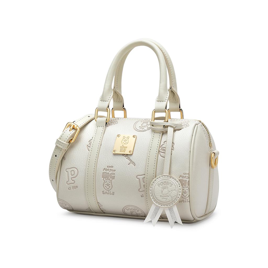 New Disney Winnie The Pooh Series Synthetic Leather Boston Bag Crossbody Bag One Shoulder Handbag Women's Pink/Ecru DHF51726-C1