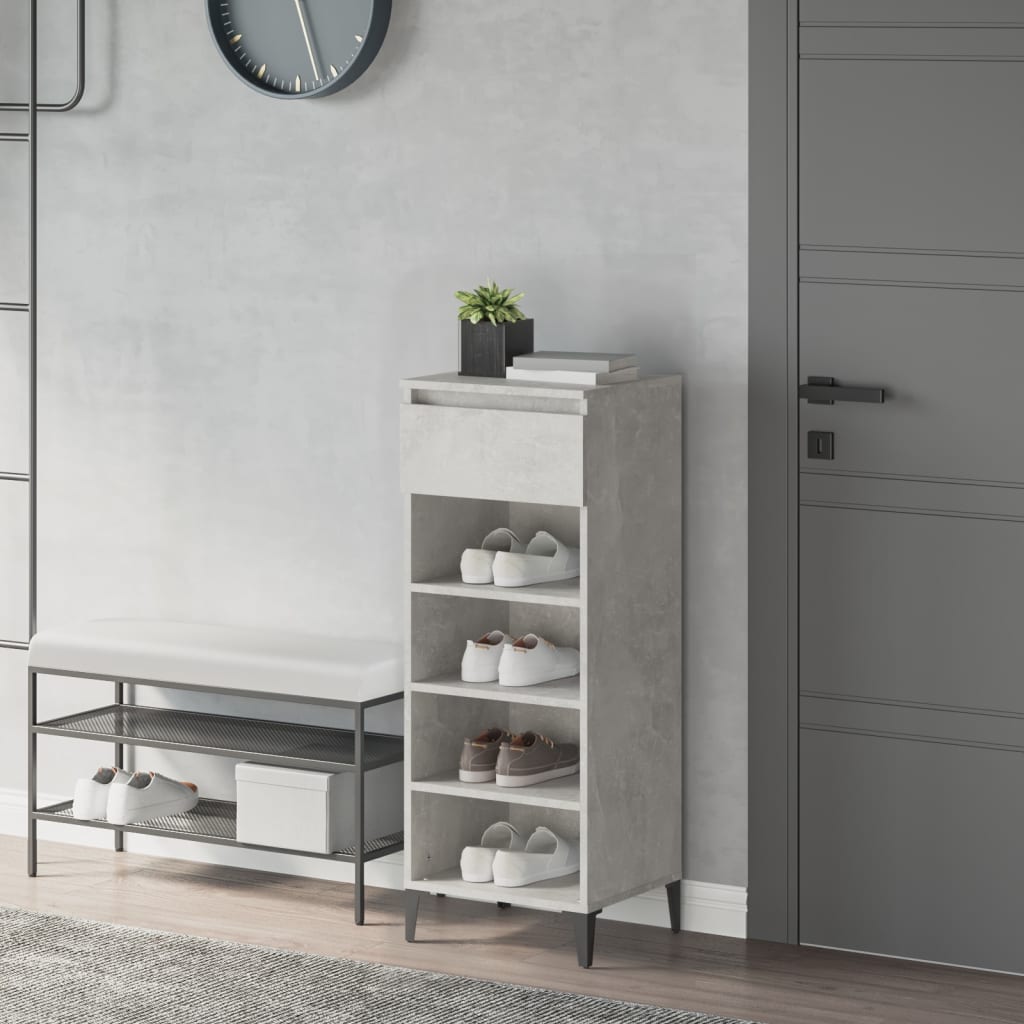 Shoe Rack Concrete Grey 40 X 36 X 105 Cm Engineered Wood