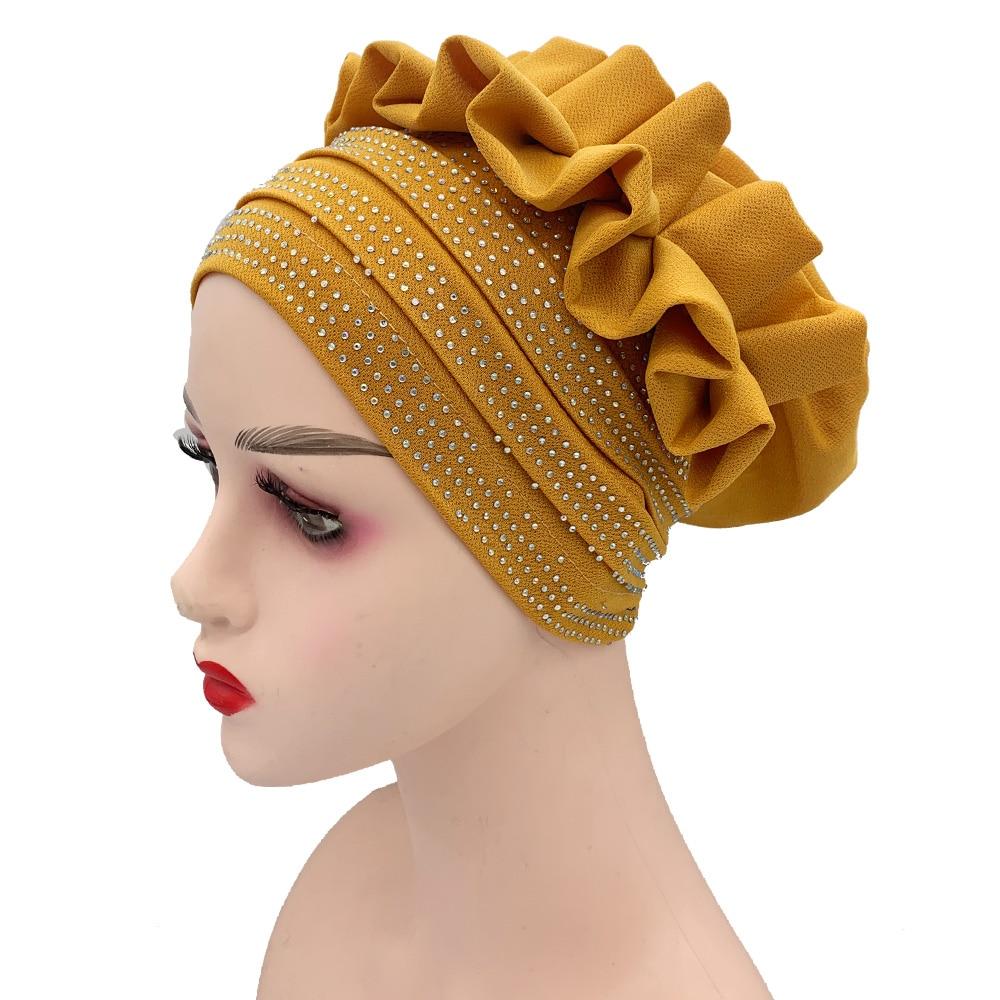 Shiny Diamonds Flower Turban Hat