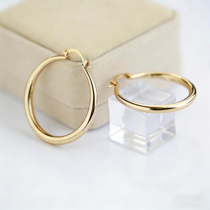 Exaggerated fashion personality, simple glossy large circle earrings, punk style temperament, exquisite party banquet earrings