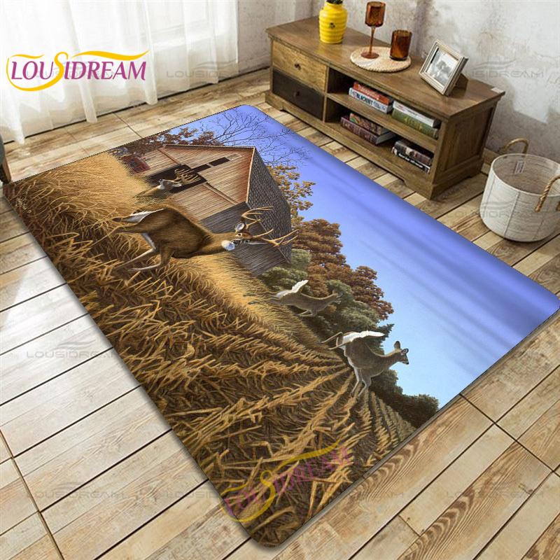 Wild Animals Deer Wildebeest Carpet for Living Room Bedroom Rug Kitchen Door Kids Unslip Floor Mats Birthday Gift Alfombra Rug