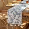 Retro Table Runner Blue Floral Kitchen Rectangle Table Runner Kitchen Table Decoration Indoor Outdoor Home Party Supplies