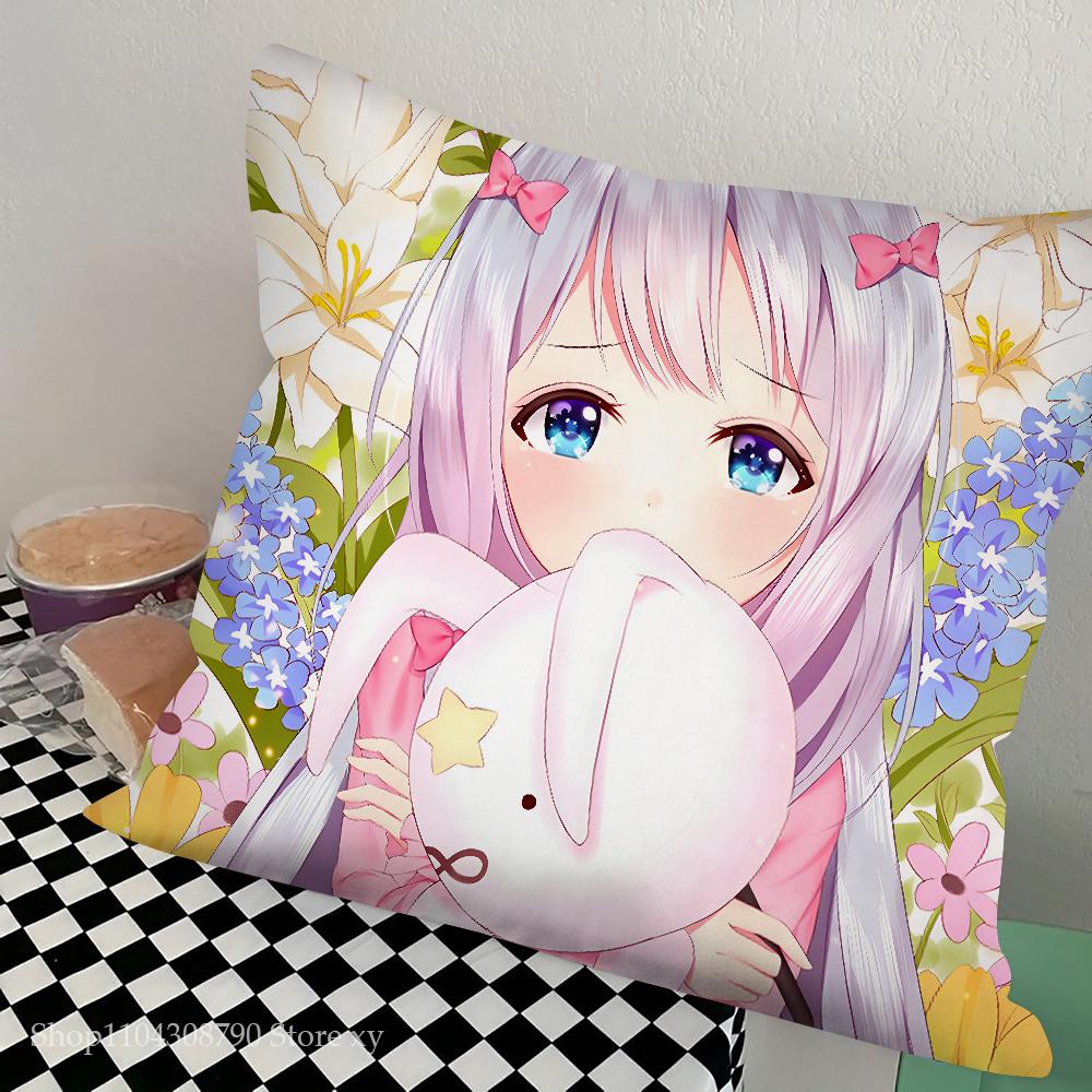 Anime Izumi Sagiri Pillow Case Square Pillow Bedroom Sofa Leisure Comfort Cushion Car Living Room Home Decoration