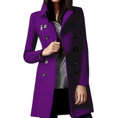 Autumn and Winter Long Woolen Women's Coat Zipper Jacket Double-breasted