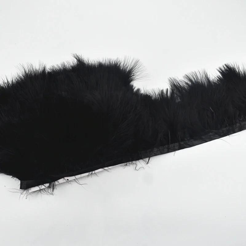 2Meters Colored Fluffy Marabou Feathers Fringe Trim Turkey Black Feather Ribbon Fabric Shawl Clothes Sewing Trimmings Decoration