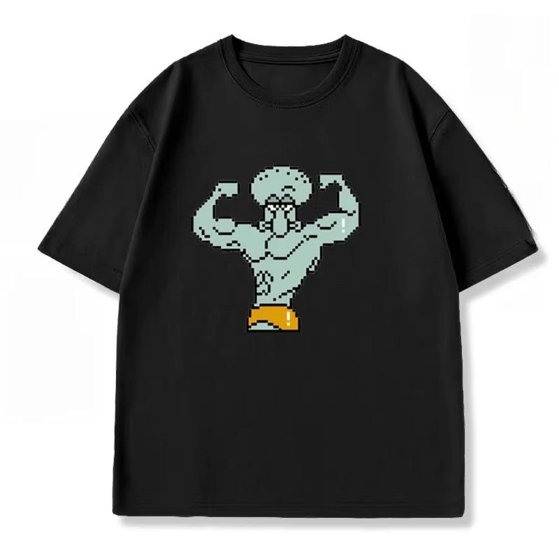 Womens SpongeBob SquarePants Muscle Fitness TShirt YK Trendy Loose Casual ShortSleeve Printed Top for Fitness Enthusiasts