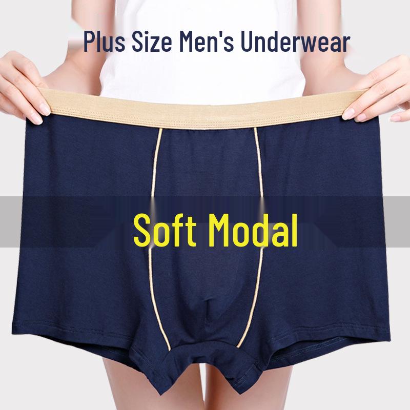 Modal Men's Plus Size Breathable Boxer Briefs - Middle-to-High Waist, Comfortable Fit for All Ages