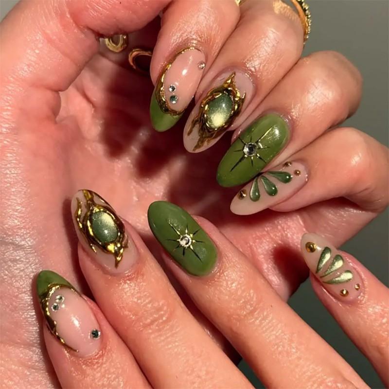 

3D Three-dimensional High-end Wearable Nail Bohemian Cross-border Hot Selling Art Almond Fake