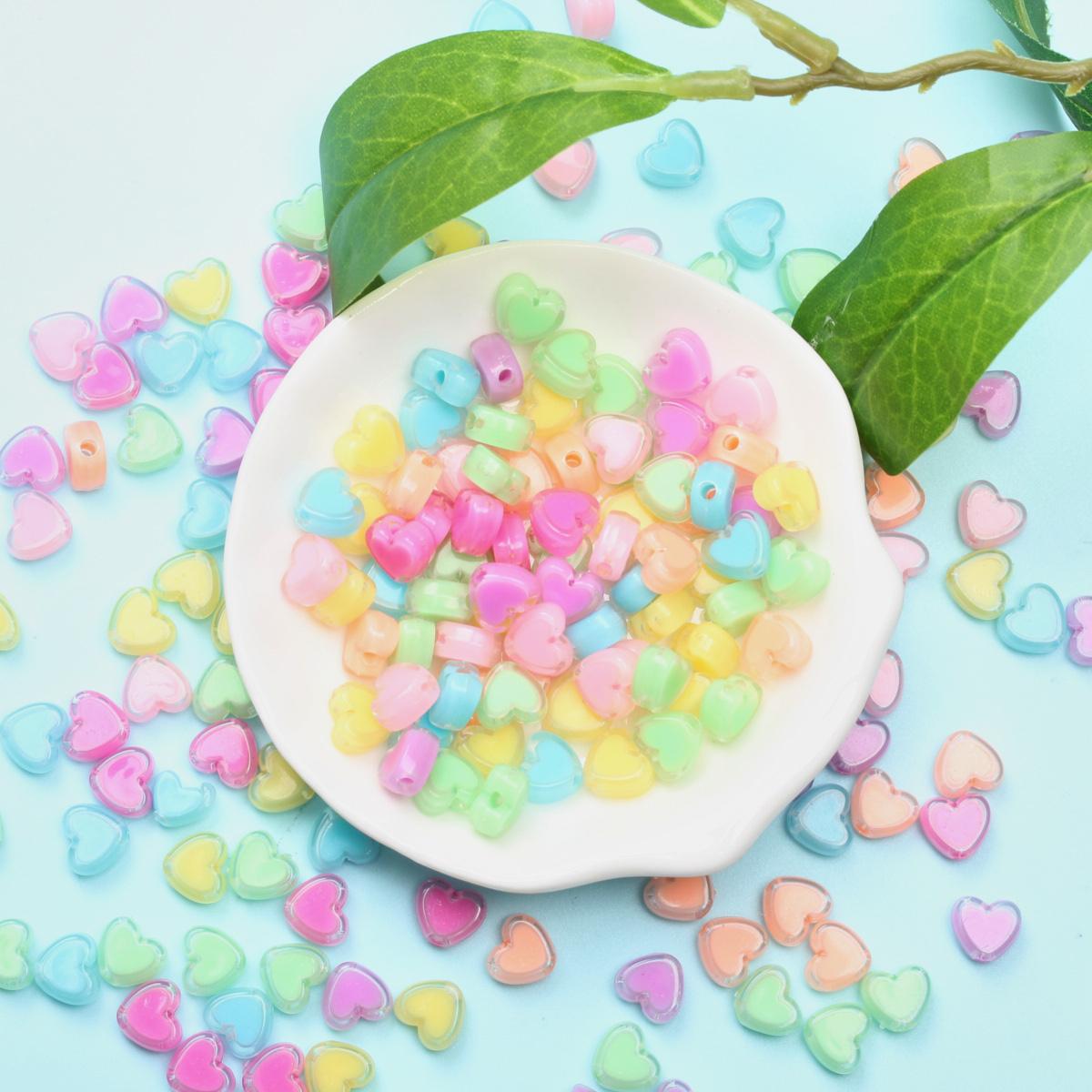 

200 шт. Бусины-разделители Браслет ручной работы Свободные бусины Подвески DIY для изготовления ювелирных изделий Акриловое ожерелье Сэндвич в форме сердца Прозрачный 7*8 мм