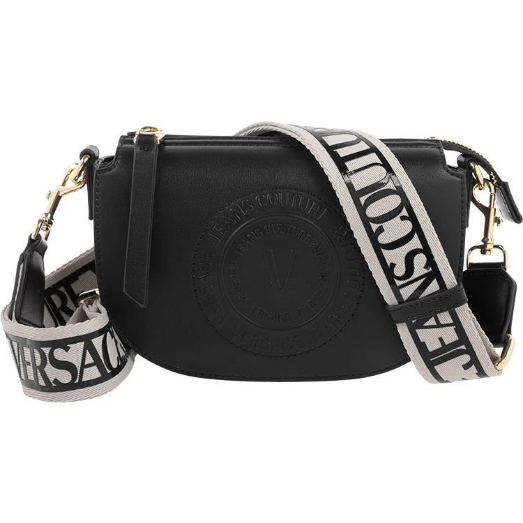 Versace Jeans Couture Logo Reli&euml;f Rits Crossbody Tas Medium Dames tassen Zwart 74VA4BV1-ZS412-899 Basic Set (Bag+Dust Bag)