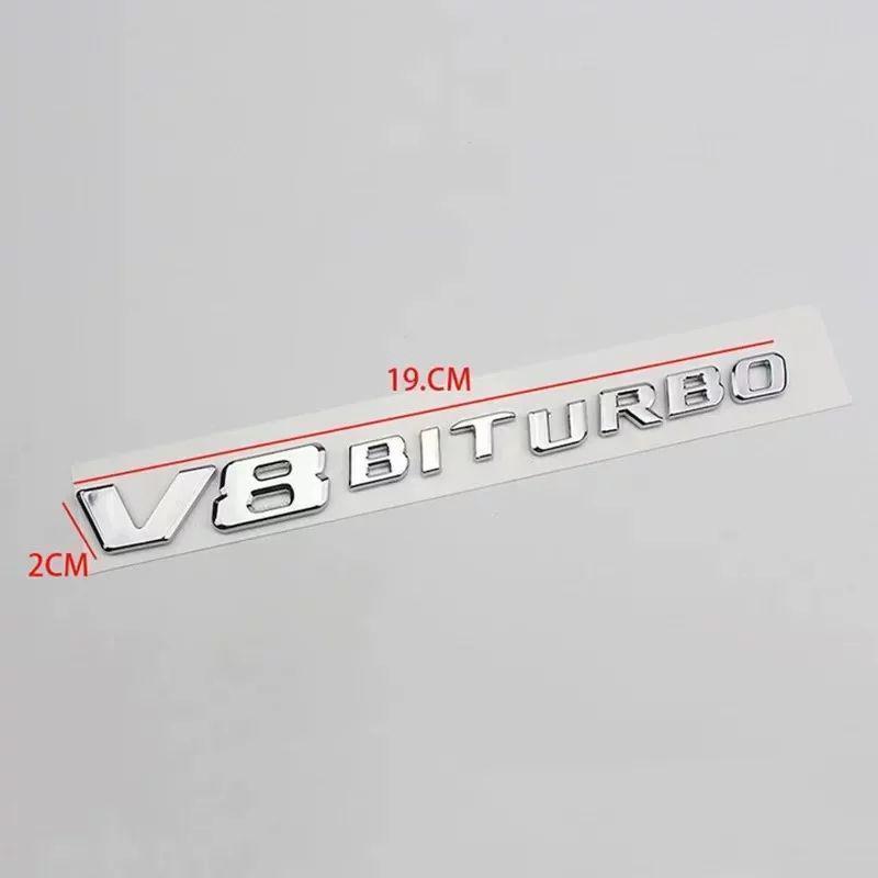 Compatible Mercedes-Benz V8 BITURBO Side Badges for C63, G63, S65, V12 Turbocharged Fender Emblem Letters.