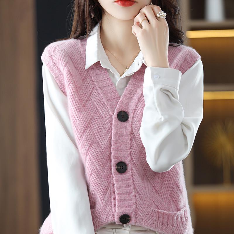 

Женский вязаный жилет: Топ-свитер без рукавов для многослойности Весна/Осень 2024 One Size