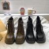 Yunfu British Style Martin Boots Women's Single Boots 2025 Fashion Platform Short Boots Autumn and Winter Height Increase Outer Wear Versatile 