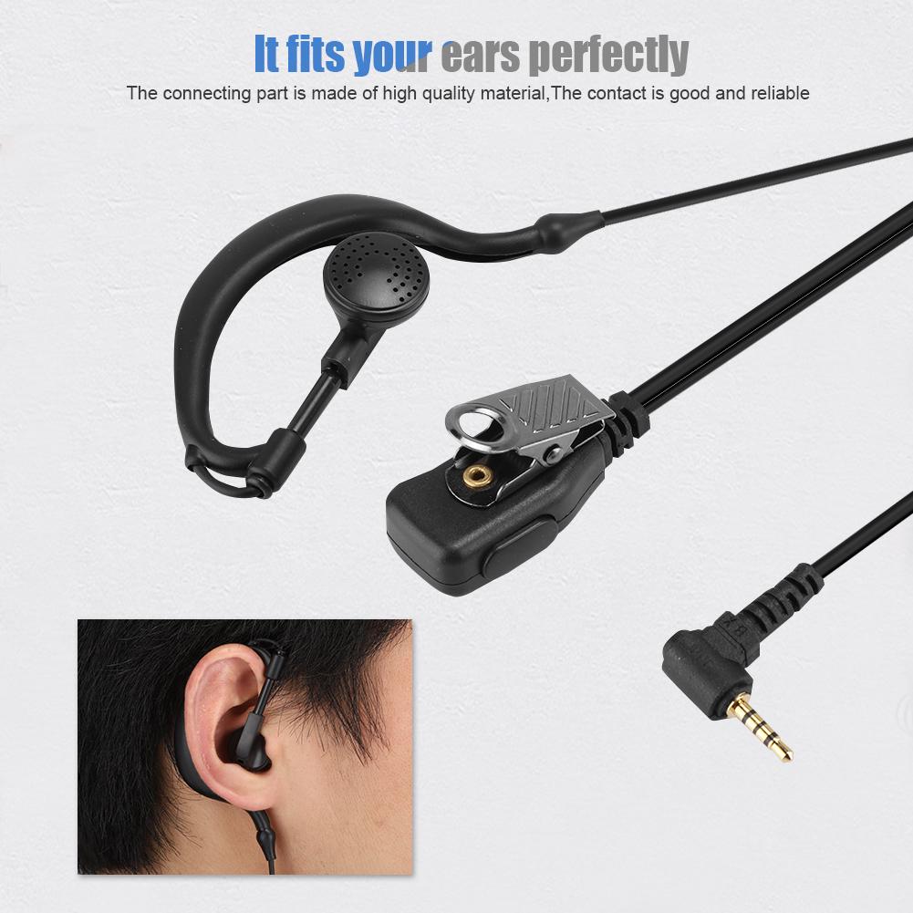 2PCS ABS 3.5mm Plug ABS Single Listening Earphone Ear Hanging Headset for Radio Walkie Talkie
