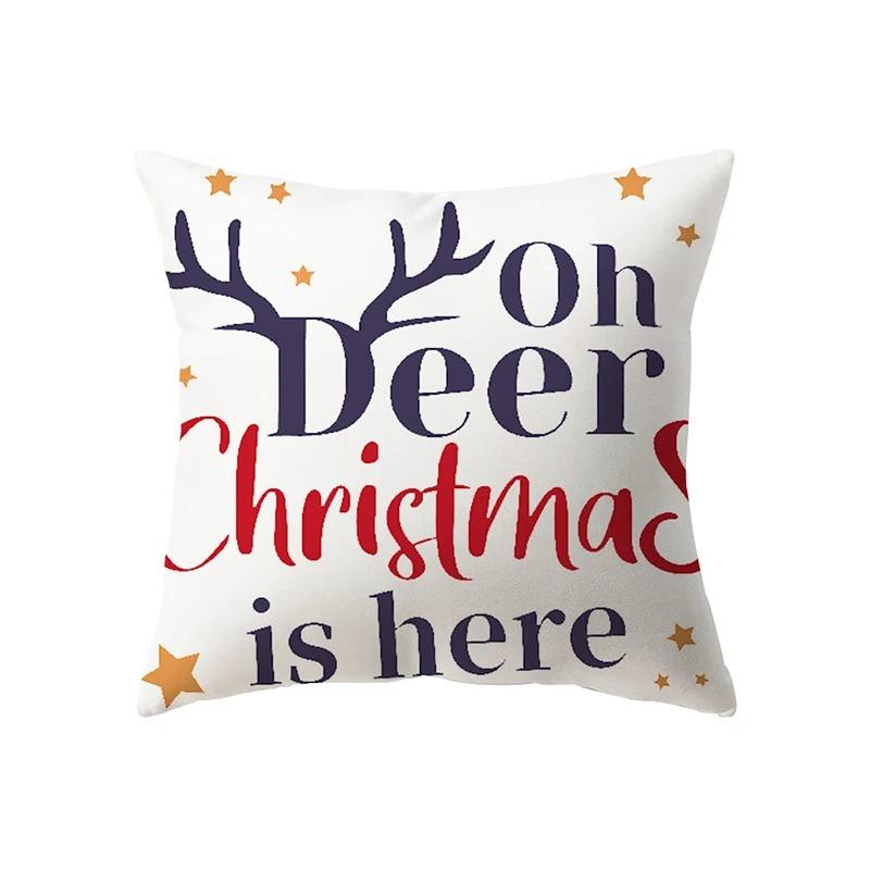 Christmas Decoration Theme Cartoon Print Pattern Cushion Cover For Home Living Room Sofa Pillow Cover