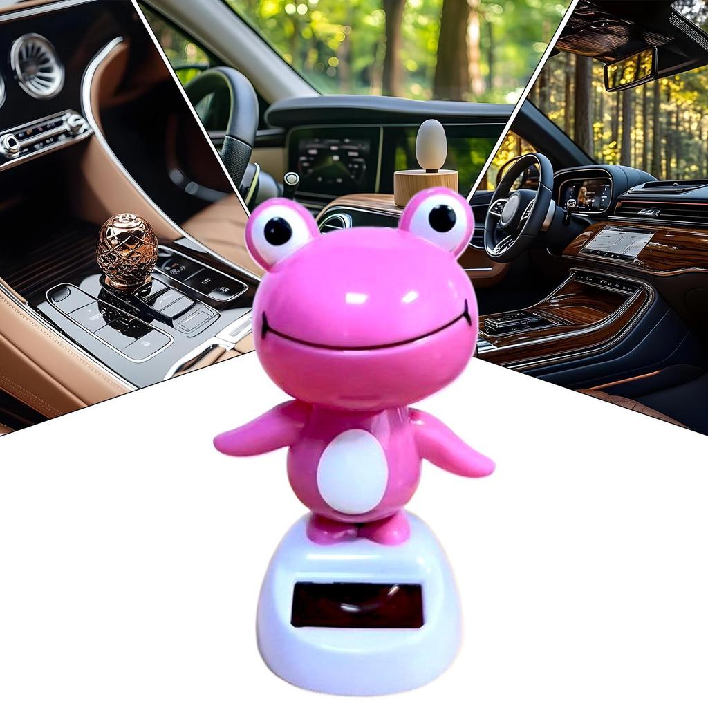 Solar Powered Shaking Head Ornament Car Dashboard Decorations Frog Car Dashboard Decor for Automotive Vehicle Sedan Automobile