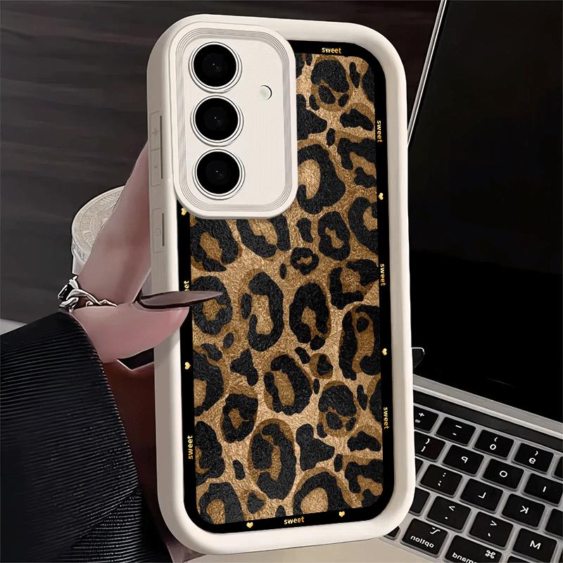 Phone Case for Samsung Galaxy A17 A16 A15 A14 A13 Fashion Sweet Leopard Print A56 A36 A26 A55 A35 A25 A54 A34 A24 A53 A33 A23 A0