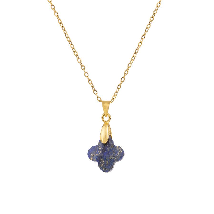 1pc Natural Stone Faceted Four-leaf Clover Pendant Charm Necklaces for Women Jewelry Gift
