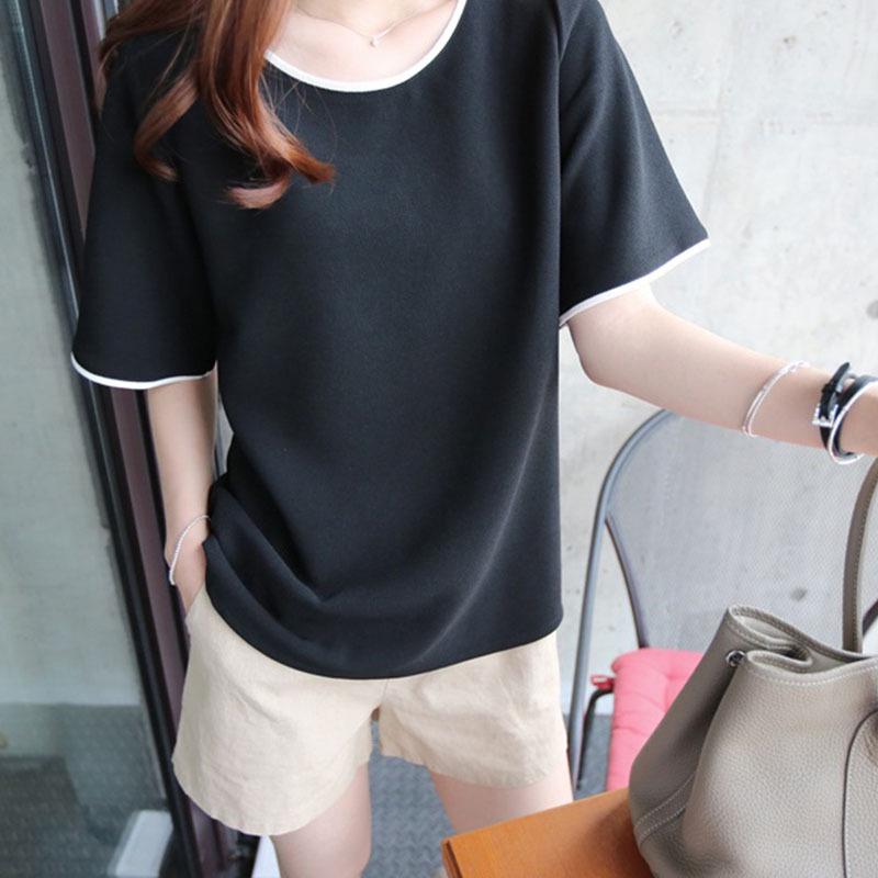 2024 Women's Korean Solid Color Plus Size Short Sleeve T-Shirt