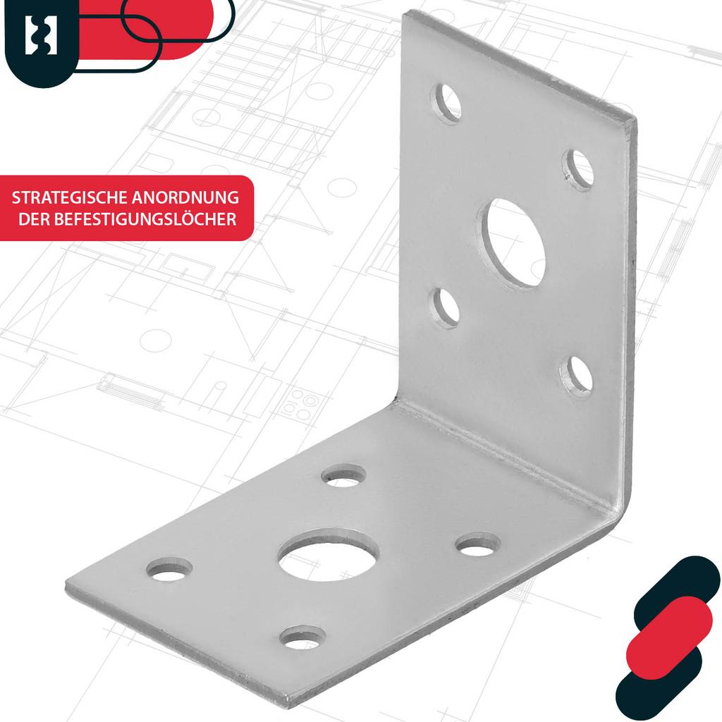 KOTARBAU® Carpenter's Angle Construction Connector Stainless Steel Galvanized 50 X 50 X 35 MM Set of 100 PCS