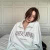 Women's Oversized Gray Retro Polo Collar Sweatshirt, Half-Zip Top - Autumn/Spring Style