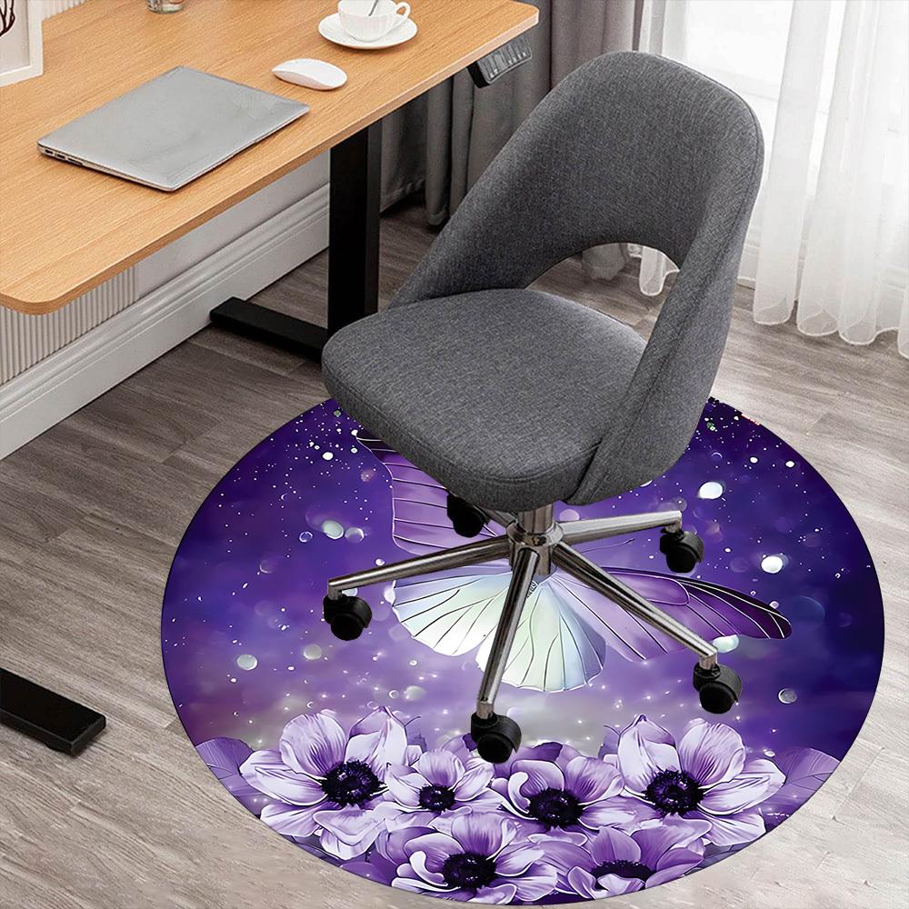 

1pc Butterfly Flowers Round Chair mat Area Rug - Non-Slip, Floor Mat for Office, Bedroom, and Indoor Decor c1125617 80cm by 80cm