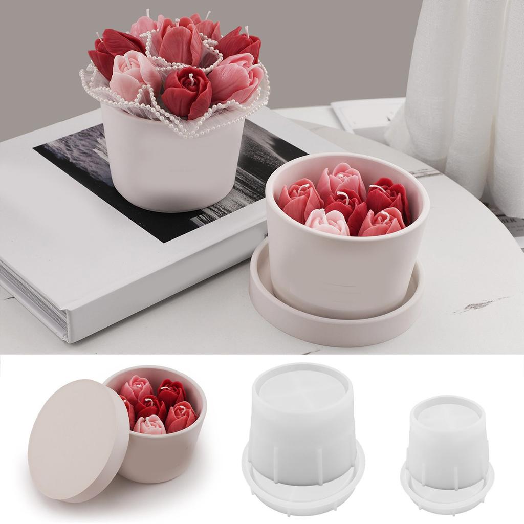 Candlestick Silicone Mold Candle Cup with Lid Molds Candle Holder Mould Plaster Succulent Planter Decorations Moulds