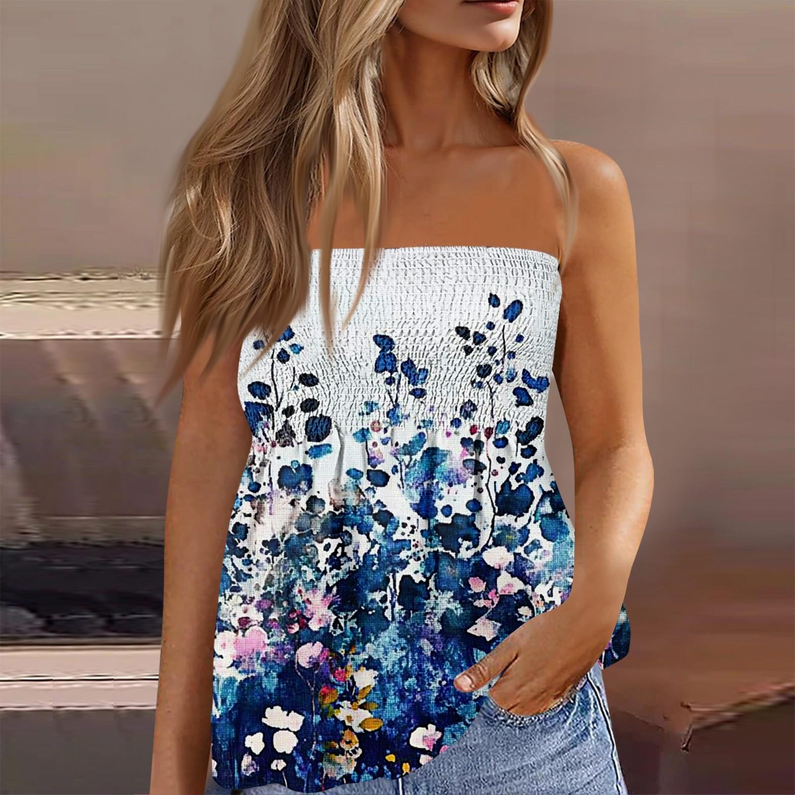 

Топы-трубы для женщин, милая сексуальная футболка без рукавов с открытыми плечами и принтом M