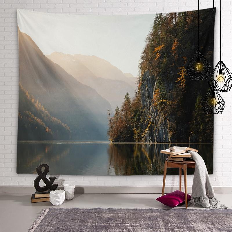 Tapestry of natural beauty Lake boat background wall art tapestry Dormitory room aesthetic decoration Bedroom home decoration