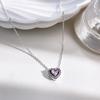 925 Silver Heart-Shaped Shiny Zircon Elevated Red&Pink&Blue&White Heart Necklace Lover's Gift Fine Jewelry for Women