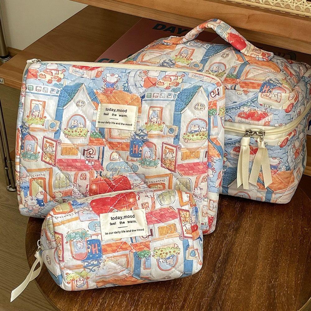 Fashion Cartoon Animals Pattern Makeup Bag Large Capacity Zipper Pouch Cosmetic Storage Handbag Washbag Travel Organizer