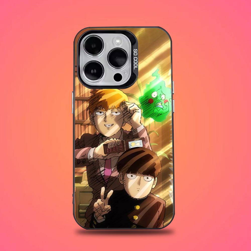 Mob Psycho 100 Cartoon Phone Case For iPhone 16,15,14,13,12,11,Pro,Max,Plus,Mini,XS,SE Anti Fall Black Matte Hard Bumper