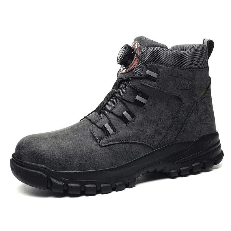Fashion 2024 Winter Velvet Men Work Safety Shoes Construction Site Indestructible Waterproof Steel Toe Cap Boots Male Footwear