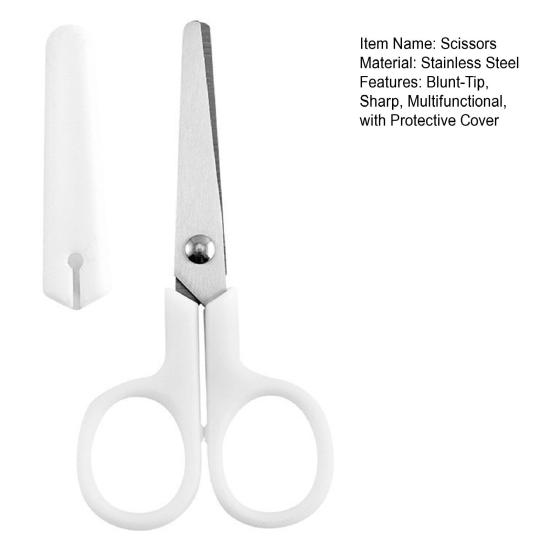 Kids Scissors with Cover, Safety Protection Design Sharp Scissors, Comfortable Grip Safety Scissors for School Office Home Craft Tools