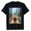 Unisexs Funny Cat Shirt Selfie Sasquatch Graphic Tee Crew Neck TShirt Mature Style Regular Fit Stretch Summer T Shirt