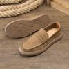 Herren Casual Lederschuhe Slipper Dicksohlige Runde Zehenpartie Trendige Herren Sozial-Bohnenschuhe Wildleder Loafer